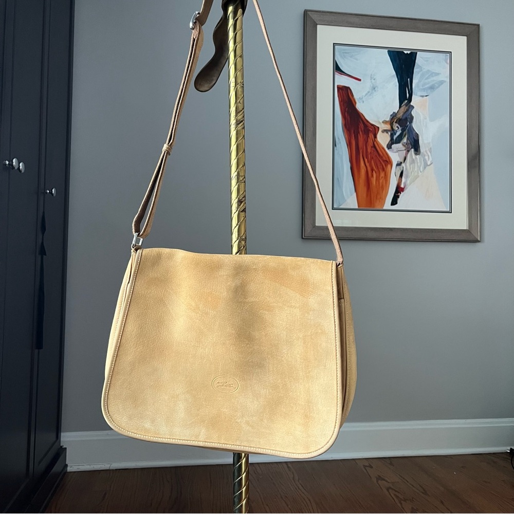 Vintage longchamp suede messenger bag with dust bag